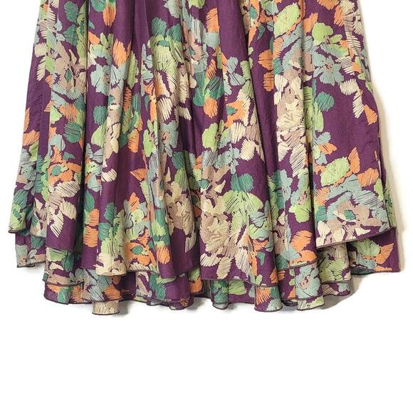 Free People Floral Tiered Mini Skirt Purple Green Blue Flowy Soft Boho Casual XS - Picture 4 of 12